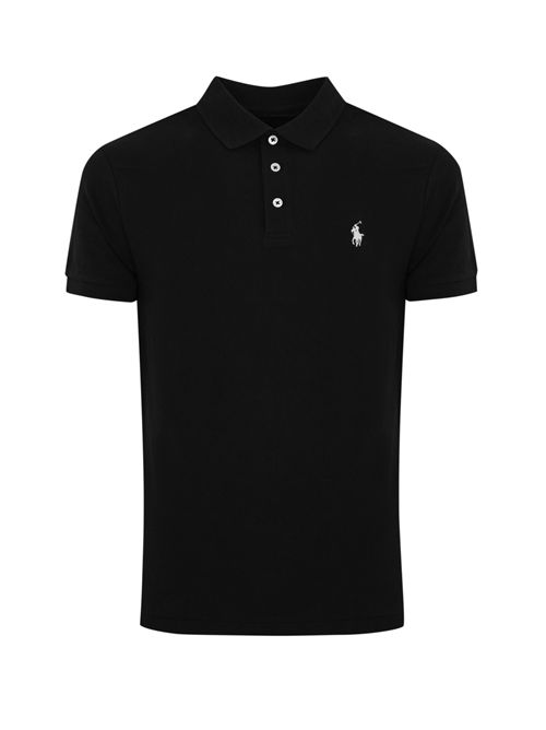 Polo tre bottoni in cotone con logo Nero POLO RALPH LAUREN | 710941439001